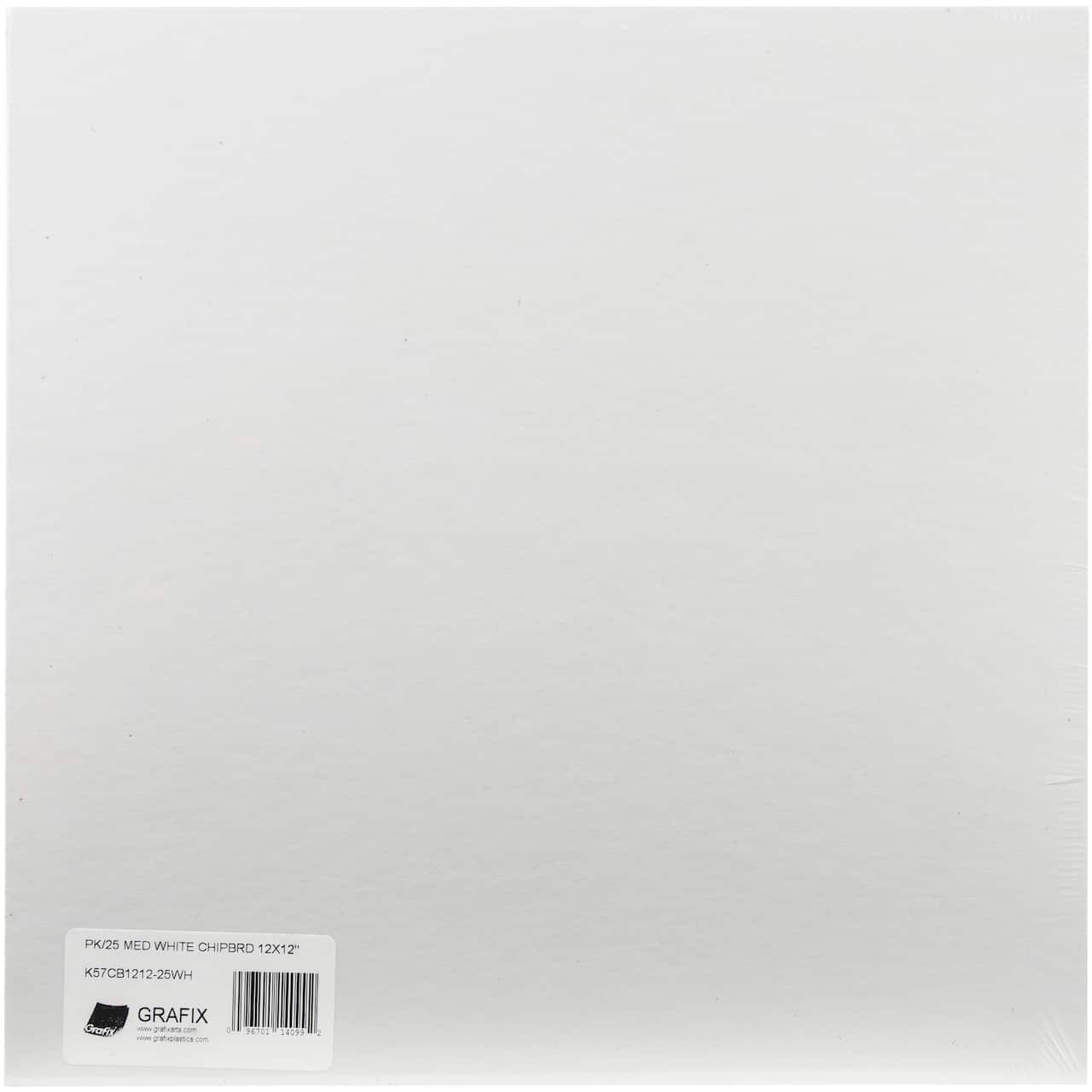 Grafix&#xAE; White Medium Weight Chipboard Sheets, 25 Sheets